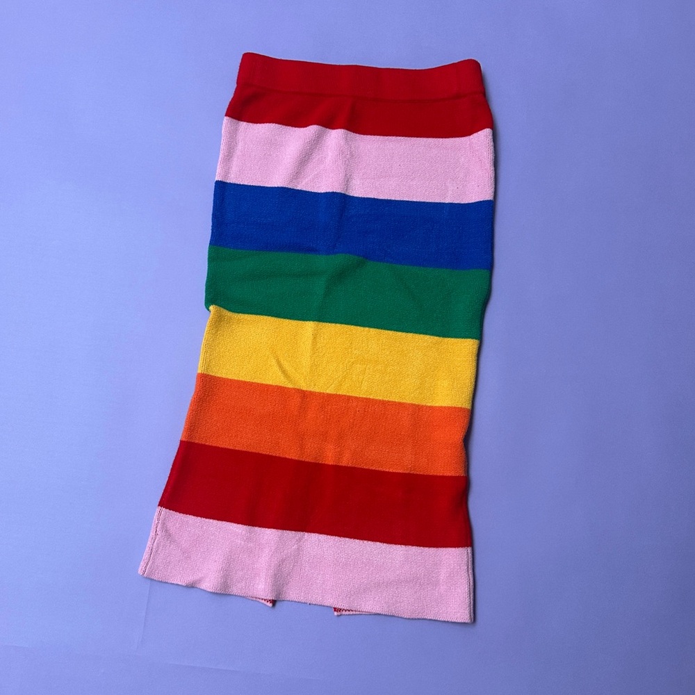 Dressed in LaLa rainbow Striped Women's stretch knit Skirt